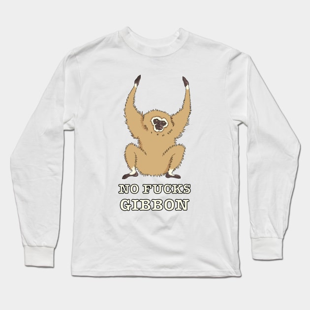 No Fucks Gibbon Long Sleeve T-Shirt by xenotransplant